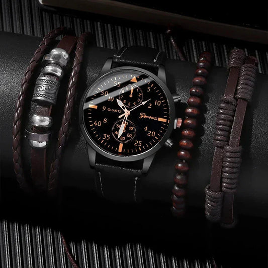 4-Piece Set with Fashion Watch and Bracelets