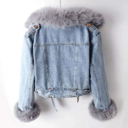 Olivia | Slim Fit Fur Lined Denim Jacket