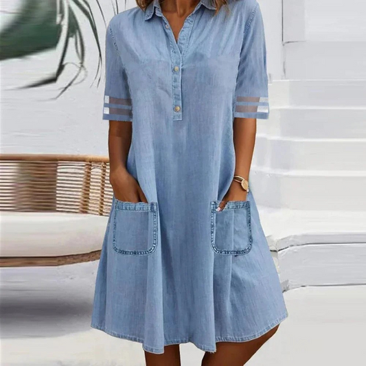 STACY | ELEGANT DENIM DRESS WITH POCKETS