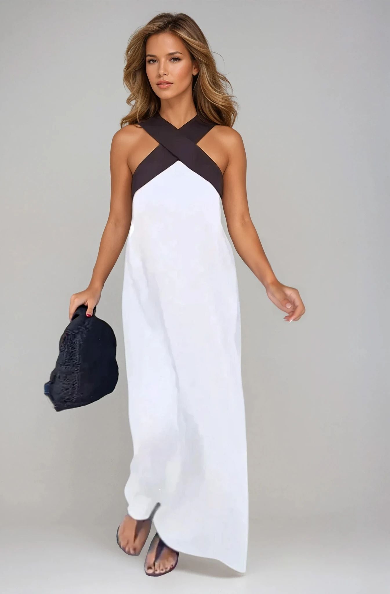 Lauren™ | Women's Long Dress with Crossover Neckline
