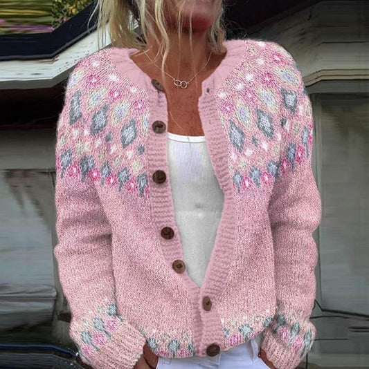 Sophie | Women's Pink Cardigan with Print