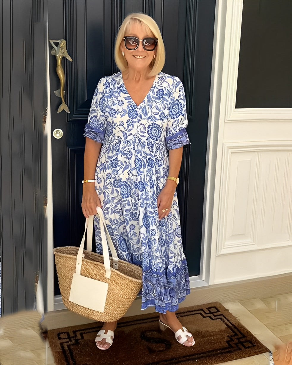 Violet | Graceful V-Neck Floral Dress
