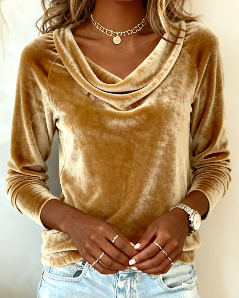 Audrey™ | Velvet Draped-Neck Top