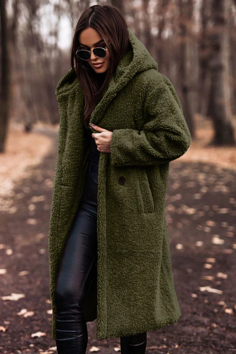 ARVIA - long teddy coat with hood