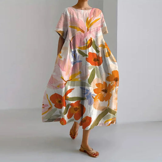 Lea™ | Floral Print V-Neck Dress