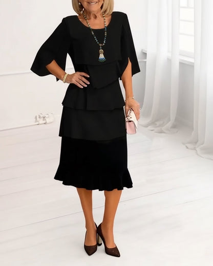 Elaine | Elegant Comfort Ruffle Dress
