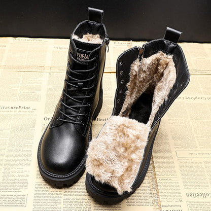 Andrea - Black Leather Winter Boots