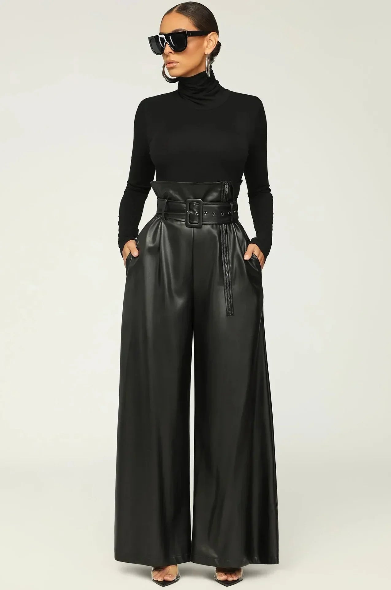 DILA | High-Waist Pants with Belt and Side Zipper