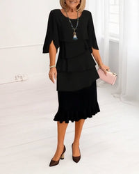 Elaine | Elegant Comfort Ruffle Dress