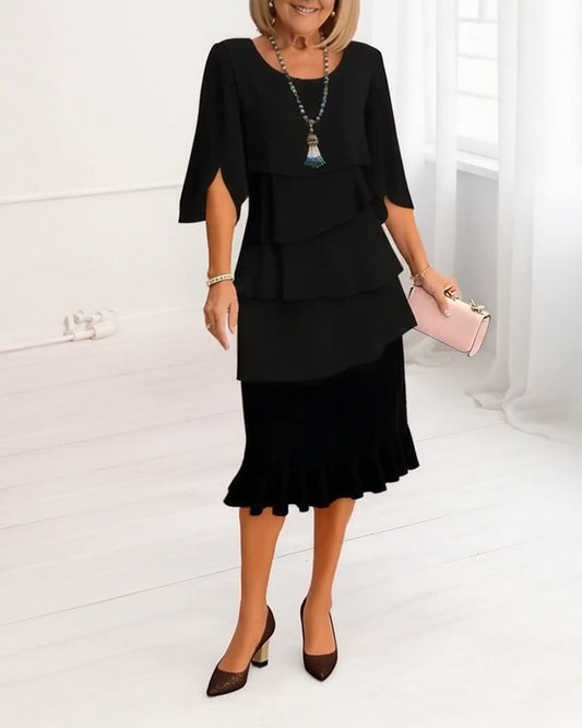 Elaine | Elegant Comfort Ruffle Dress