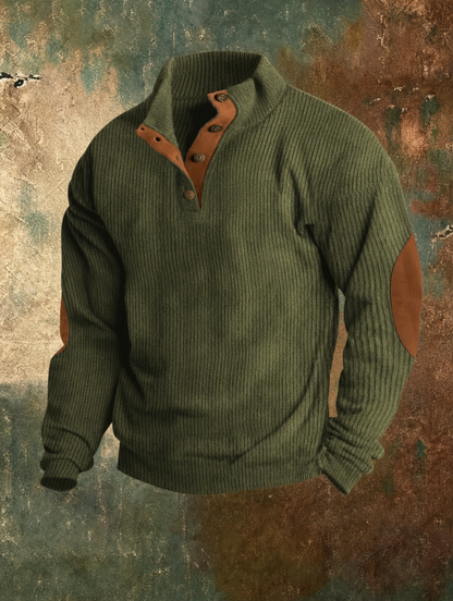 Caleb™ | Corduroy Button-Collar Pullover Sweater