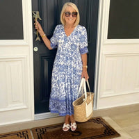 Violet | Graceful V-Neck Floral Dress