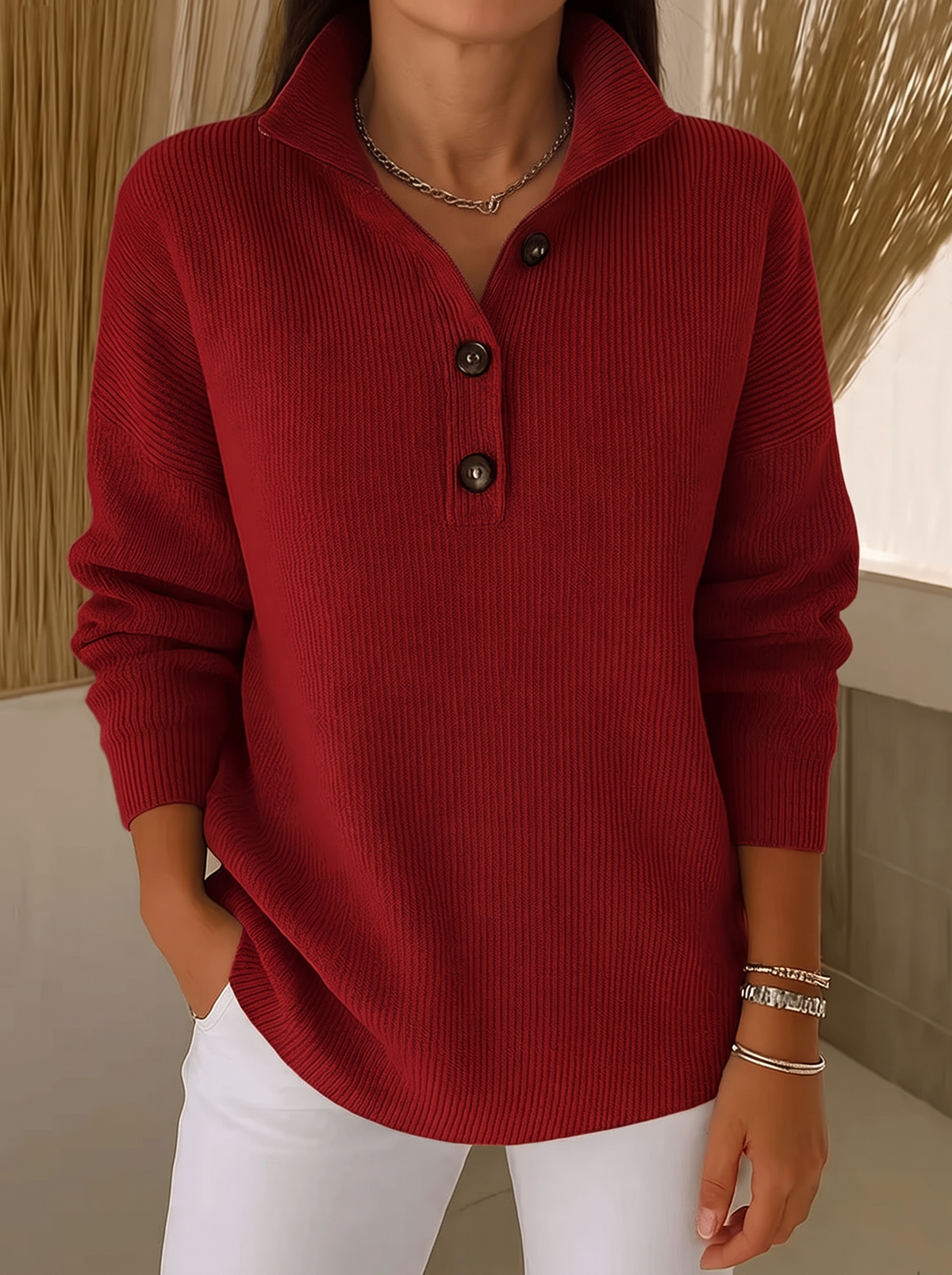 Rosalind™ | V-Neck Polo Sweater