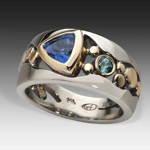 Frida - Vintage blue crystal silver ring