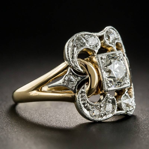 Diane - Vintage zirconium gold ring