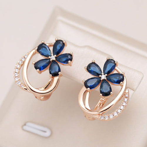 Saphira - 18-carat gold-plated sapphire flower earrings