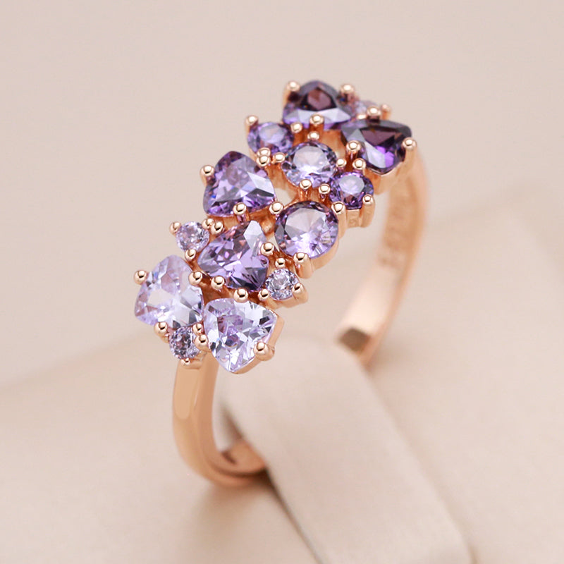 Glaiza - Ring in 18-carat pink gold with amethysts