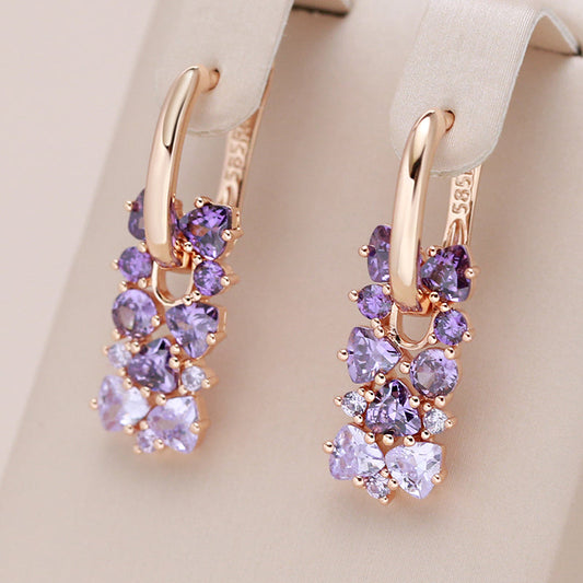 Carmina - Earrings in 18-carat pink gold with amethysts