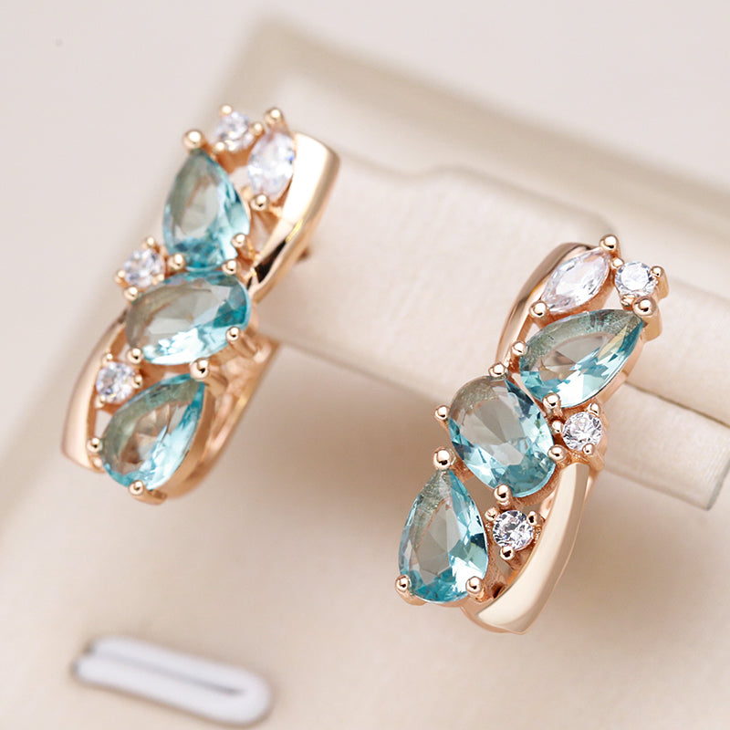 Crez - 18-carat gold-plated aquamarine earrings