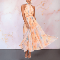 GRACE | HALTERNECK WATERCOLOR PRINT DRESS