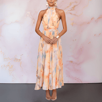 GRACE | HALTERNECK WATERCOLOR PRINT DRESS