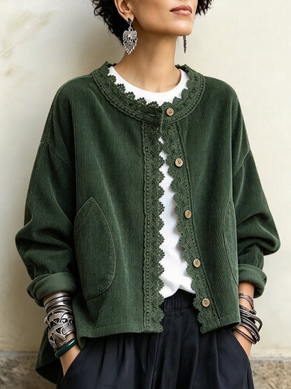 Abigail™ | Lace-Trim Corduroy Jacket