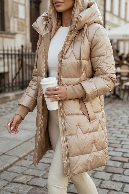 Danielle™ | Hooded Quilted Longline Puffer Jacket