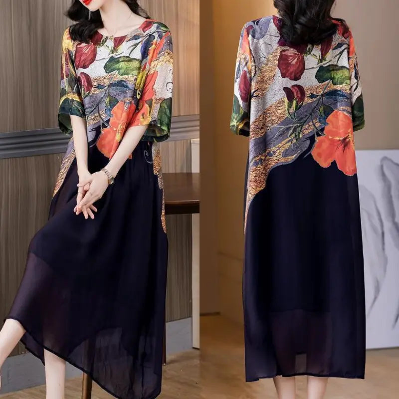 Debby - Elegant Floral Print Dress