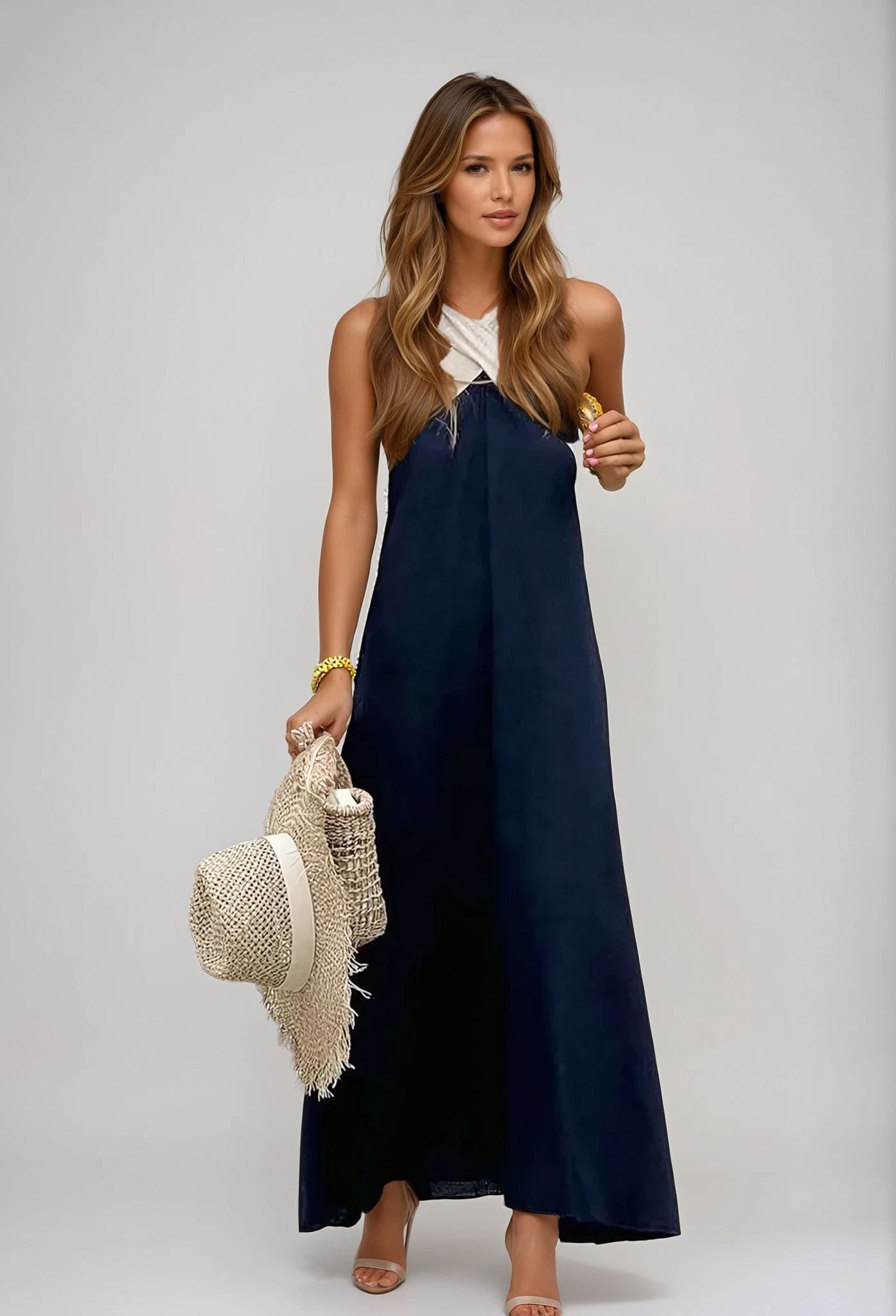 Lauren™ | Women's Long Dress with Crossover Neckline